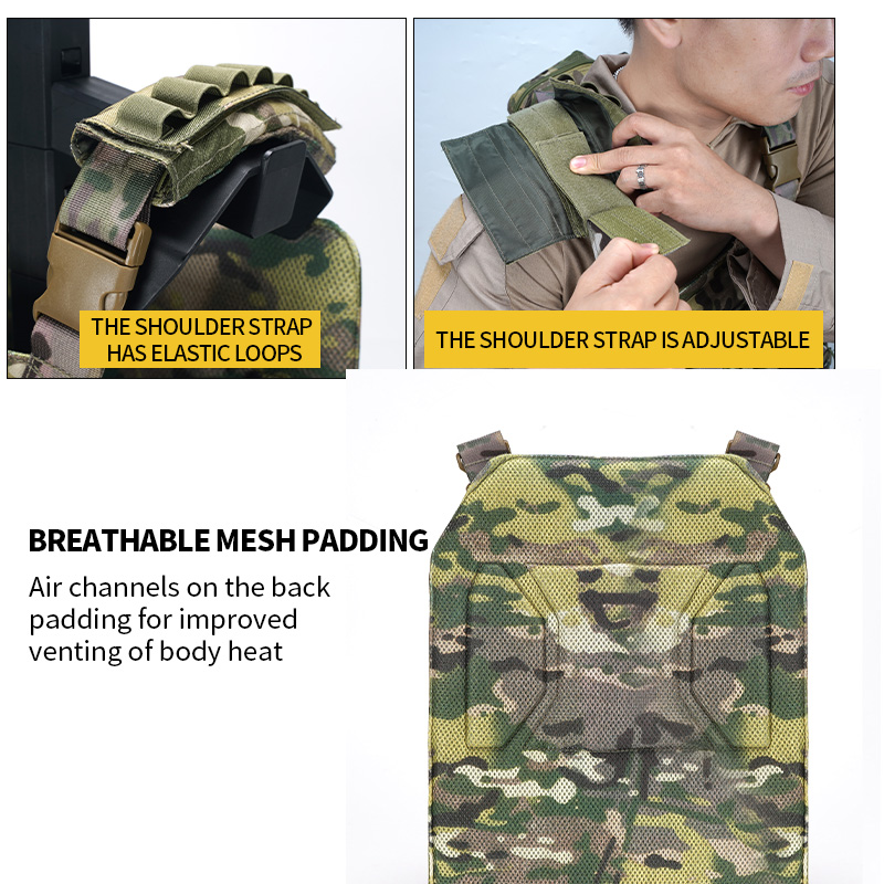 SABADO – gilet léger à dégagement rapide, réglable, respirant, camouflage pondéré, gilet de transport tactique d'extérieur pour l'entraînement 