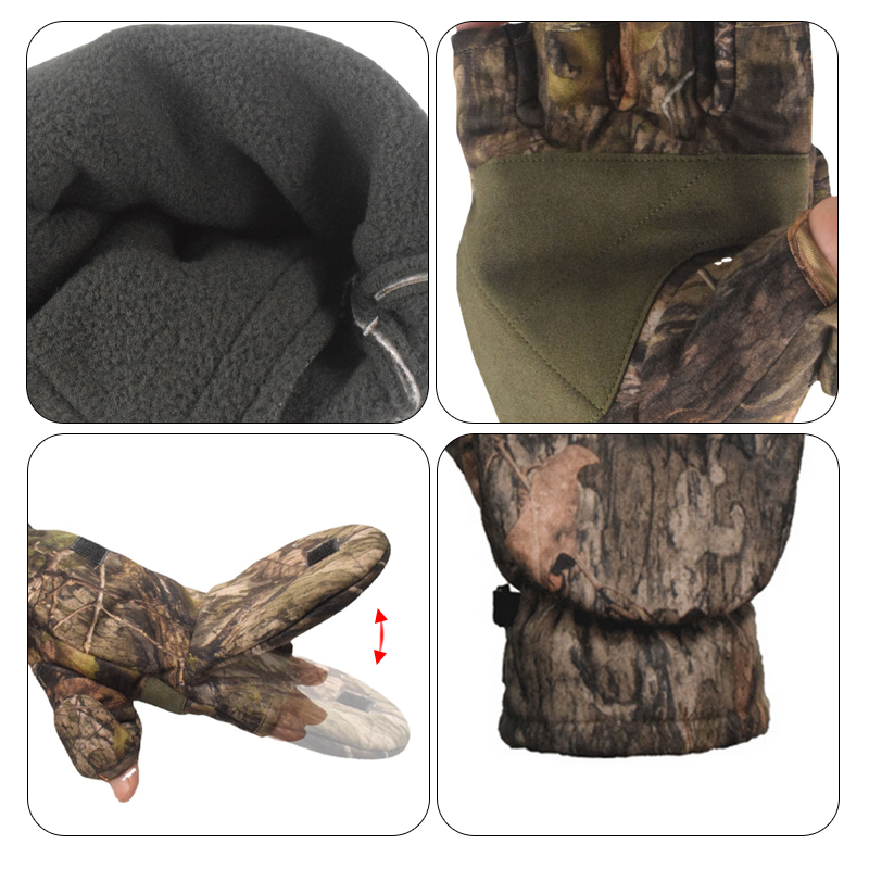 SABADO Winter Camouflage Half Finger Flip Gants Mitaines tactiques