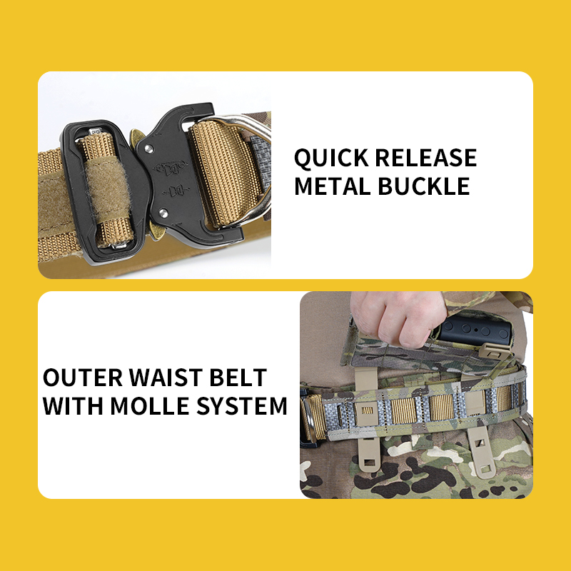 Ceinture tactique de qualité militaire Sabado 500D Nylon avec combat de boucle à libération rapide (bundle intérieur / extérieur / EDC)