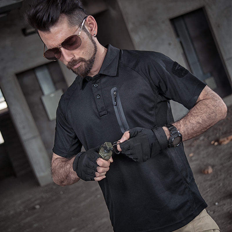 SABADO Polo à manches courtes pour homme Tactical Army